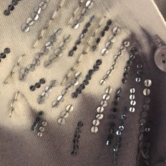 Super soft silk cotton mix ombré sequined v neck cardigan. - Picture 10 of 11